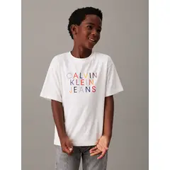 CALVIN KLEIN - Camiseta blanca holgada con logo para niño