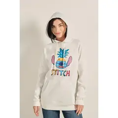 KOAJ - Buzo unicolor con diseÃ±o de Stitch, capota y manga ran MUJER