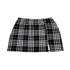 GENERICO - Falda Plaid para Mujer Color Negro con Blanco