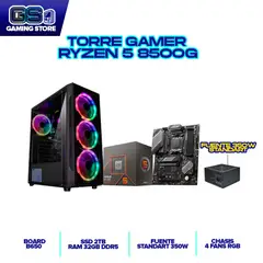 AMD - PC TORRE GAMER RYZEN 5 8500G RAM 32GB 2TB SSD BOARD B650 CHASIS 4 FANS RGB