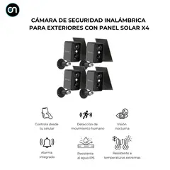 GENERICO - Cámara de seguridad inteligente wifi inalámbrica exteriores con panel solar