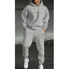 URBAN PLUS - Sudadera hombre buzo y jogger conjunto gris