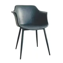 GENERICO - SILLA GLAMMY CUERO PATAS METALICAS Color Gris_.