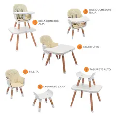 PRIORI - Silla Comedor Bebé 6 en 1 Mila Beige Beige