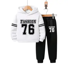 URBAN PLUS - Conjunto niño buzo y pantalon 76 negro blanco