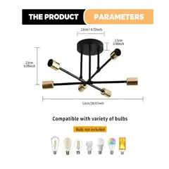 HOME - Lampara Techo Moderna Plafón Estilo Nórdica De Lujo Negra