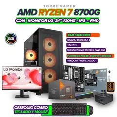 AMD - PC GAMER RYZEN 7 8700G / B650 / RAM 16GB / SSD 1TB / MONITOR 24" 100HZ