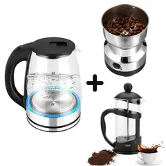 GENERICO - Jarra Hervidora de Agua + Prensa Francesa + Molino eléctrico