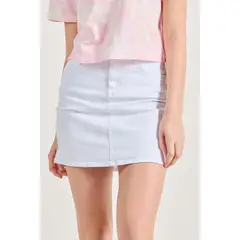 KOAJ - Falda blanca en jean corta con bolsillos y tiro alto MUJER