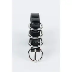 KOAJ - Cinturón negro con argollas decorativas y hebilla circu Mujer