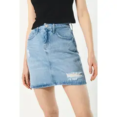 KOAJ - Falda en jean corta para mujer en tono azul clara cuent Mujer