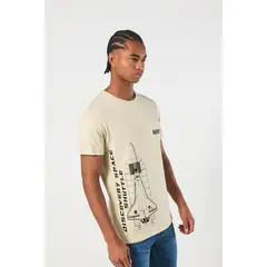 KOAJ - Camiseta con bolsillo, manga corta, crema, con estampado HOMBRE