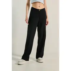 KOAJ - Pantalón negro con bota recta, tiro alto y pretina con Mujer