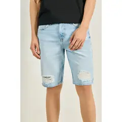 KOAJ - Bermuda slim en jean para hombre en tono azul clara cuent HOMBRE