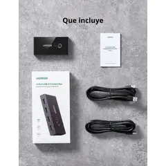 UGREEN - HUB adaptador 4 en 1 con Switch selector 2 Salidas color negro