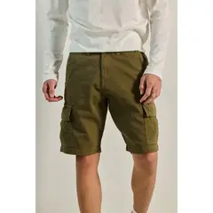 KOAJ - Bermuda cargo en dril unicolor tiro bajo con bolsillos HOMBRE