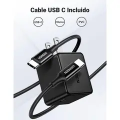 UGREEN - Cargador Tipo C de 25W Carga Rápida con Cable USB C 2 m color negro
