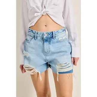 KOAJ - Short en jean azul claro para mujer cuenta con tiro alto, MUJER