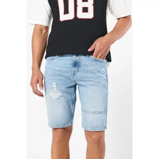 KOAJ - Bermuda en jean azul clara slim con rotos y tiro bajo HOMBRE