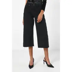 KOAJ - Jean culotte negro tiro alto con bota ancha corta