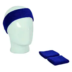 GENERICO - Kit Official Banda Balaca Cabeza Muñequera Sudor Gym AZUL RY