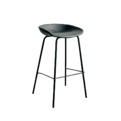 GENERICO - SILLA BARRA CON COJIN EN CUERO PATAS METALICAS Color Gris