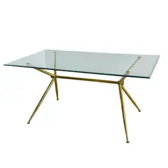 GENERICO - MESA CRISTAL 160x90 BASE DORADA