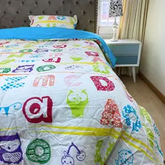 KARYTEX - Edredón Infantil Azul Letras Cama Sencilla