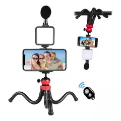 SEISA - Kit Streaming Celular Vlogs Trípode Micrófono Luz Led Selfie