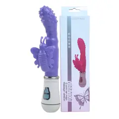 GENERICO - Vibrador Recargable Consolador Doble Estimulación Morado