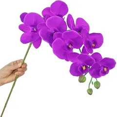 GENERICO - Orquideas Artificiales 1 Tallo Flor Decorativa Realista Eventos Morada