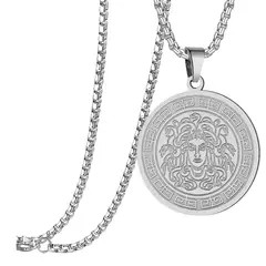 GENERICO - Collar Para Hombre Mujer Con Dije Medusa Gorgon De Acero