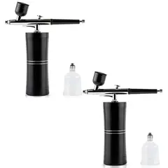 STYLE STARS - Set x2 Aerógrafo Inalámbrico Profesional Portátil Recargable Negro