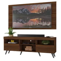 AKIVOY - Rack con Panel Florida con Patas Color Madera