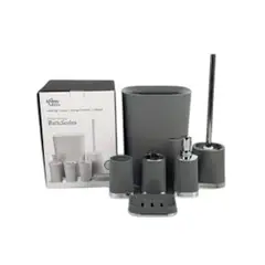 GENERICO - Kit Set 6 Piezas de Baño Jabonera Papelera de Baño Soporte de Cepillo