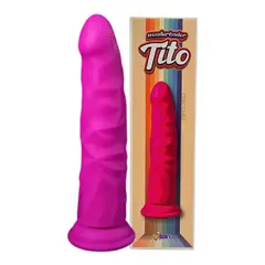 GENERICO - Dildo Pene Texturizado Silicona Biomédica Adherente 17cm Morado