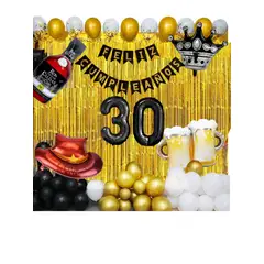 GENERICO - Kit Globos Decoración Fiesta Feliz Cumpleaños vaquero Dorado