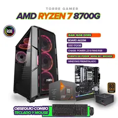 AMD - PC GAMER RYZEN 7 8700G / RAM 16GB / SSD 512GB / A620/ CHASIS 6FANS / 600W BRONCE