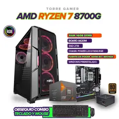 AMD - PC GAMER RYZEN 7 8700G /RAM 16GB/ SSD 2TB/ A620/ CHASIS 6FANS /600W BRONCE