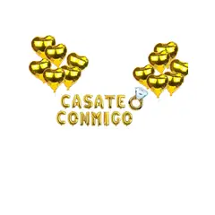 GENERICO - Globos Metalizados cásate conmigo 12 corazones dorado