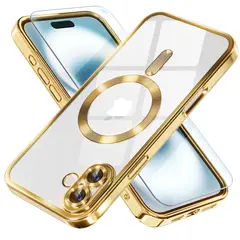 GENERICO - Estuche Magnético Case Antichoque IPhone 16 Pro Max Borde Color Dorado