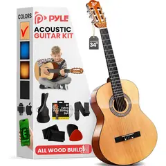 PYLE - Kit guitarra principiantes instrumento madera tamaño12