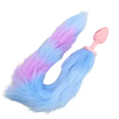 GENERICO - Plug Anal Acostumbrador Dilatador Silicona Cola Zorro Azul