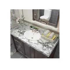 GENERICO - Papel Adhesivo Cocina 60cm5m Lavable Tapiz Marmol Blanco