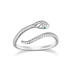 ALHAJAS - Anillo Argolla Ajustable Para Mujer Serpiente En Plata 925