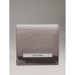 CALVIN KLEIN - Billetera gris de plegado triple con logo pequeño