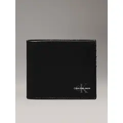 CALVIN KLEIN - Billetera negra monogram de cuero