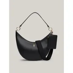 TOMMY HILFIGER - Bolso negro de hombro con monotipo Hilfiger