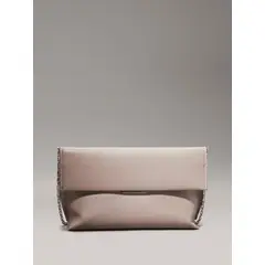 CALVIN KLEIN - Bolso gris de hombro granulado