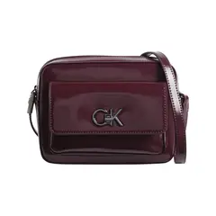 CALVIN KLEIN - Bolso rojo re-lock con acabado brillante